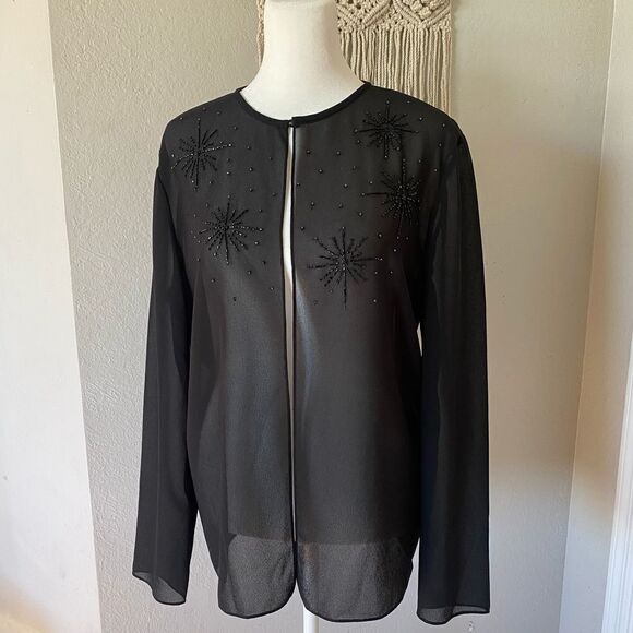 Vintage Cote d' Azur Jackets & Coats
Sheer Black Starburst Beaded  1980s Sz M - Picture 1 of 13